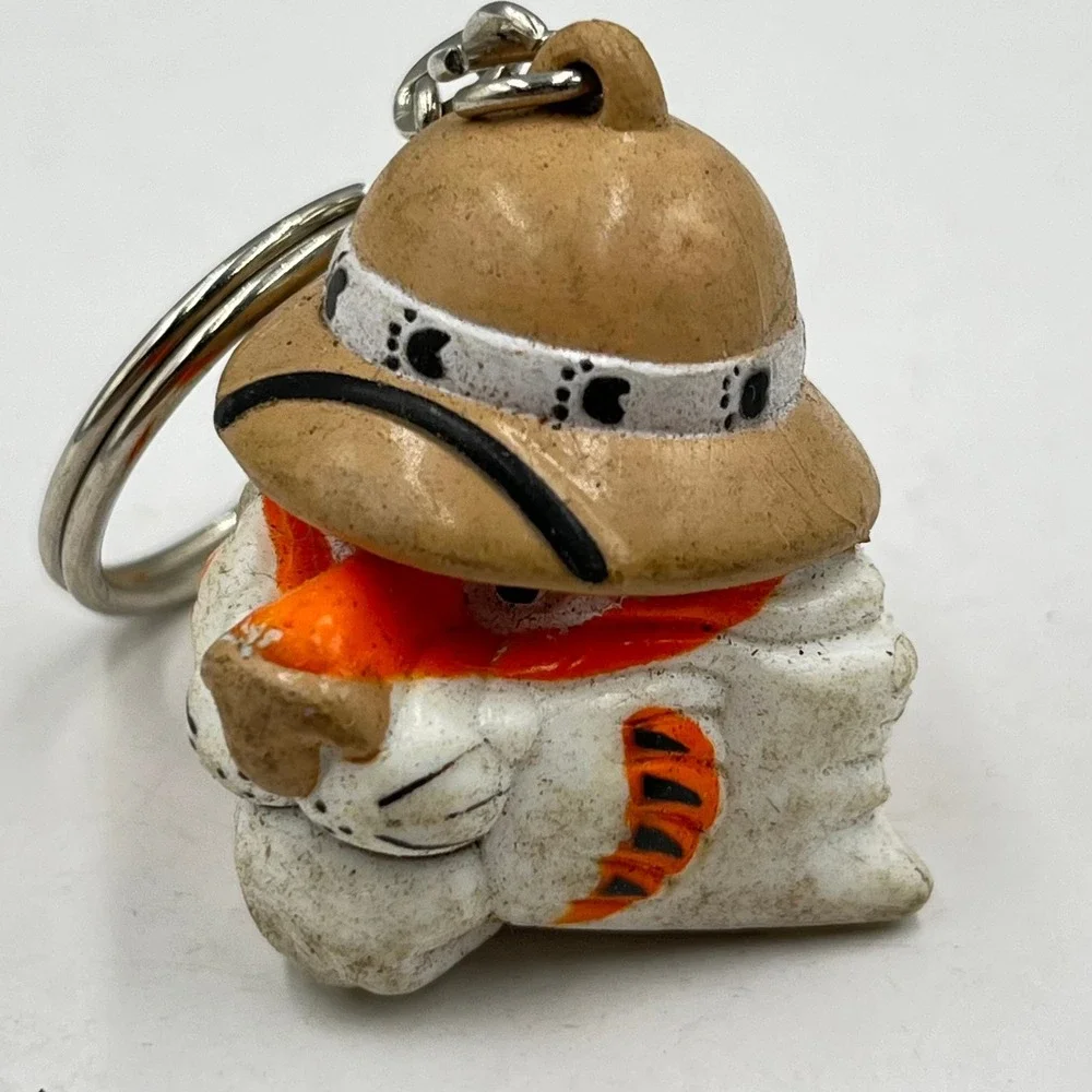 Vintage 1997 Exxon Tiger Safari Pith Hat Keychain Collectible Jungle Animal Toy